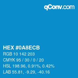 Color code: HEX #0A8ECB | qconv.com