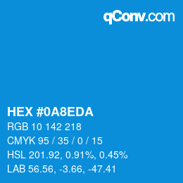 カラーコード: HEX #0A8EDA | qconv.com