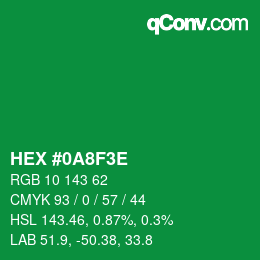 颜色代码: HEX #0A8F3E | qconv.com