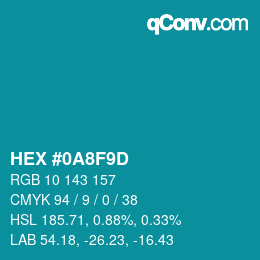 カラーコード: HEX #0A8F9D | qconv.com