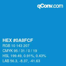 Color code: HEX #0A8FCF | qconv.com