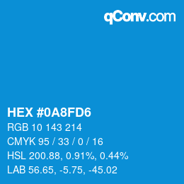 カラーコード: HEX #0A8FD6 | qconv.com