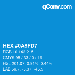 Color code: HEX #0A8FD7 | qconv.com