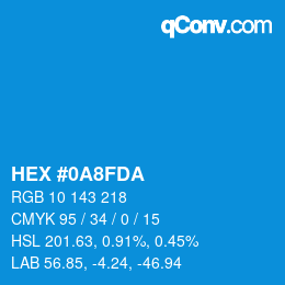カラーコード: HEX #0A8FDA | qconv.com