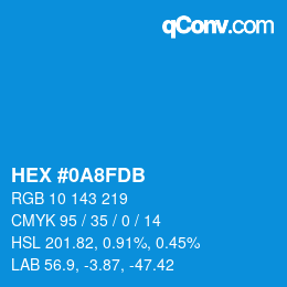 カラーコード: HEX #0A8FDB | qconv.com