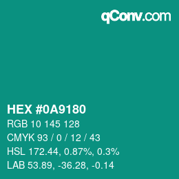 Color code: HEX #0A9180 | qconv.com