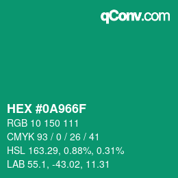 Color code: HEX #0A966F | qconv.com