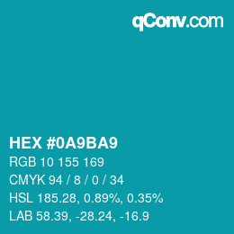 Color code: HEX #0A9BA9 | qconv.com