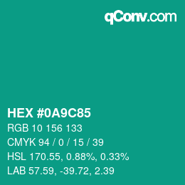 Color code: HEX #0A9C85 | qconv.com