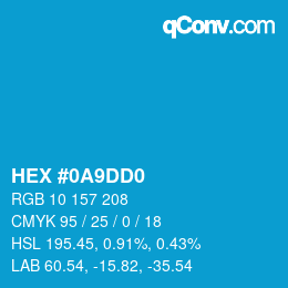 カラーコード: HEX #0A9DD0 | qconv.com