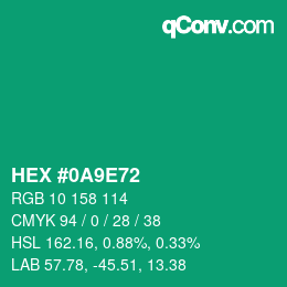 カラーコード: HEX #0A9E72 | qconv.com