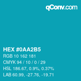 Color code: HEX #0AA2B5 | qconv.com