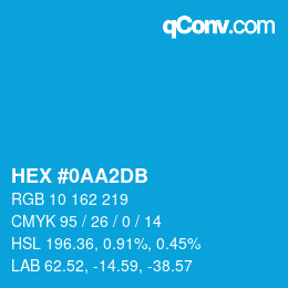 カラーコード: HEX #0AA2DB | qconv.com