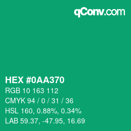 Color code: HEX #0AA370 | qconv.com