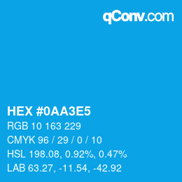 Color code: HEX #0AA3E5 | qconv.com