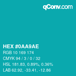 Código de color: HEX #0AA9AE | qconv.com