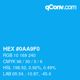 Color code: HEX #0AA9F0 | qconv.com