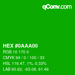Color code: HEX #0AAA00 | qconv.com