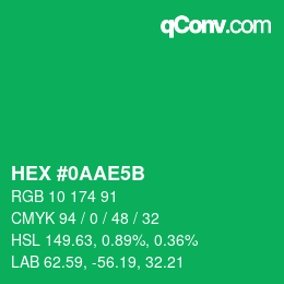 Color code: HEX #0AAE5B | qconv.com