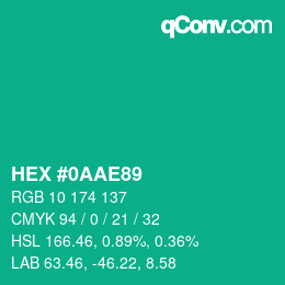 Color code: HEX #0AAE89 | qconv.com