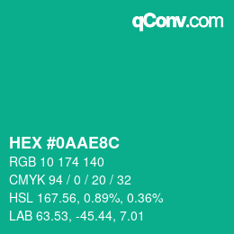 Color code: HEX #0AAE8C | qconv.com