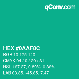 Color code: HEX #0AAF8C | qconv.com