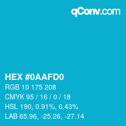 カラーコード: HEX #0AAFD0 | qconv.com