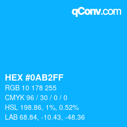 Color code: HEX #0AB2FF | qconv.com
