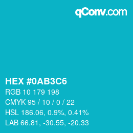 Color code: HEX #0AB3C6 | qconv.com