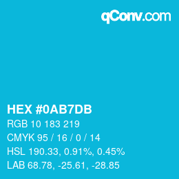 Color code: HEX #0AB7DB | qconv.com