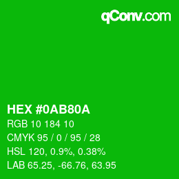 Color code: HEX #0AB80A | qconv.com
