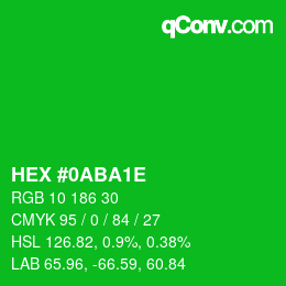 Color code: HEX #0ABA1E | qconv.com