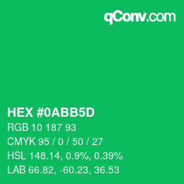 カラーコード: HEX #0ABB5D | qconv.com