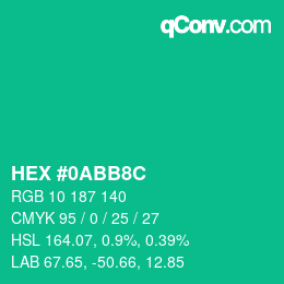 Color code: HEX #0ABB8C | qconv.com