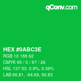 Farbcode: HEX #0ABC3E | qconv.com