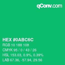Farbcode: HEX #0ABC6C | qconv.com