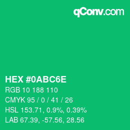 Color code: HEX #0ABC6E | qconv.com