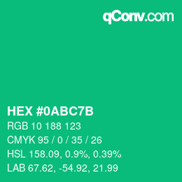 Color code: HEX #0ABC7B | qconv.com