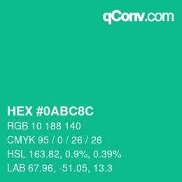 Color code: HEX #0ABC8C | qconv.com