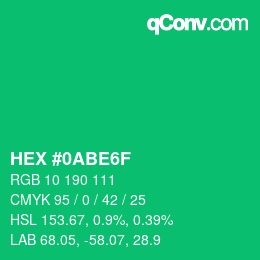 Color code: HEX #0ABE6F | qconv.com