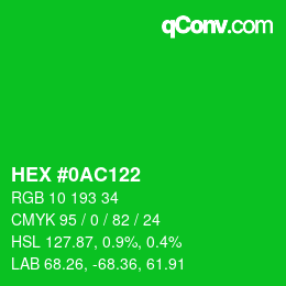 Color code: HEX #0AC122 | qconv.com