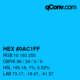 Color code: HEX #0AC1FF | qconv.com