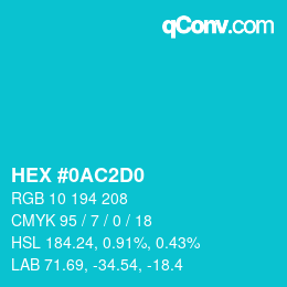 颜色代码: HEX #0AC2D0 | qconv.com