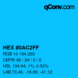 Color code: HEX #0AC2FF | qconv.com