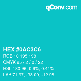 Color code: HEX #0AC3C6 | qconv.com