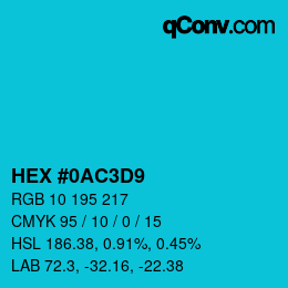 Color code: HEX #0AC3D9 | qconv.com