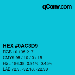 カラーコード: HEX #0AC3D9 | qconv.com