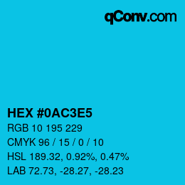 カラーコード: HEX #0AC3E5 | qconv.com