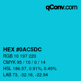 Color code: HEX #0AC5DC | qconv.com