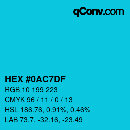 Color code: HEX #0AC7DF | qconv.com